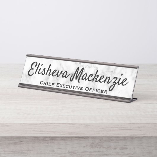 Wit Grijs Marmeren Bureaunaam Bord Bureau Naambordje (Voorkant)