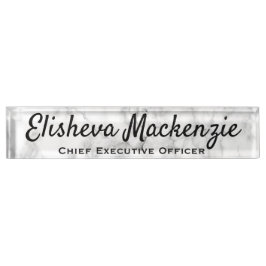 Wit Grijs Marmeren Bureaunaam Bord Naambordje