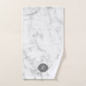 Wit & Grijs Marmeren Monogram Bad Handdoek (Handdoek)