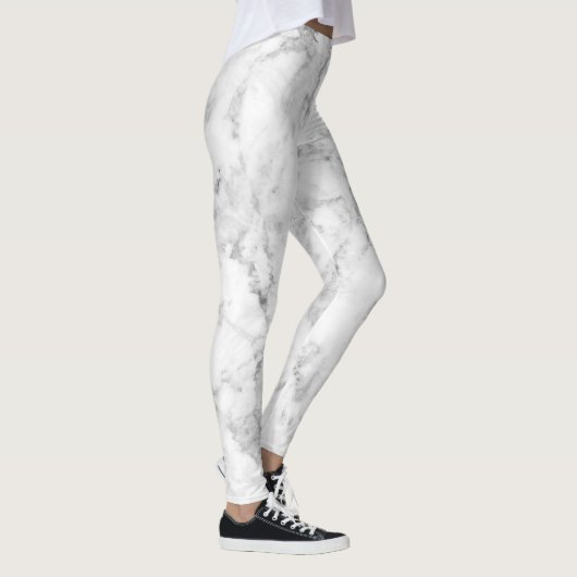 Wit & Grijs Marmeren Steen Ontwerp Leggings (Rechts)
