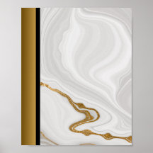 Wit Grijs Marmeren Steen/Zwart Gouden Rand Art