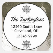 Wit/grijs met sneeuw bedekte pijnbomen Retouradres Vierkante Sticker (Voorkant)