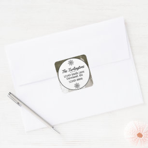 Wit/grijs met sneeuw bedekte pijnbomen Retouradres Vierkante Sticker