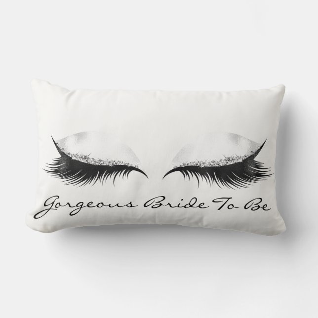 Wit Grijs Metallic Make-up Wimpers Prachtige Bruid Kussen (Voorkant)