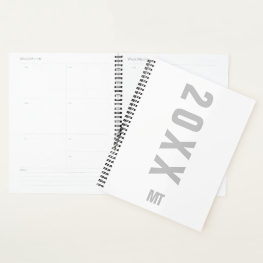 Wit grijs minimalistisch monogram planner (Display)