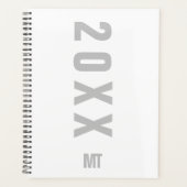 Wit grijs minimalistisch monogram planner (Voorkant)