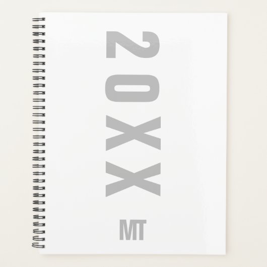 Wit grijs minimalistisch monogram planner (Voorkant)