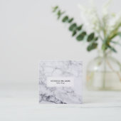 Wit & Grijs Modern Faux Marmer Vierkante Visitekaartje (Staand voorkant)