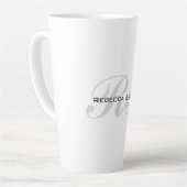 Wit Grijs Monogram Naam Initialen Duidelijk Stijlv Latte Mok (Linkerhoek)