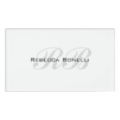 Wit Grijs Monogram Naam Initialen Duidelijk Stijlv Naambadge (Voorkant)