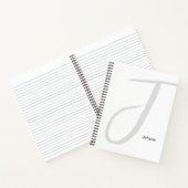 Wit & Grijs Monogram Script Eenvoudig Notitieboek (Binnen)