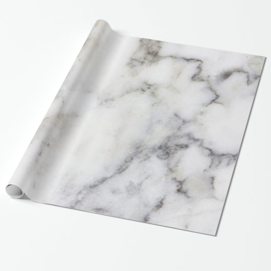 Wit & grijs namaakmarmer cadeaupapier (Uitgerold)
