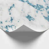 Wit Grijs Ocean Blue Glitter Carrara Marble Stone Cadeaupapier (Hoek)