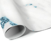 Wit Grijs Ocean Blue Glitter Carrara Marble Stone Cadeaupapier (Rol Hoek)