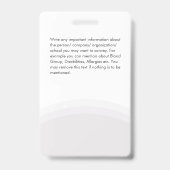 Wit grijs personeelsfoto ID-bedrijfslogo Klasse Badge (Achterkant)