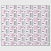 Wit, Grijs & Roze Streep Olifanten Baby shower Cadeaupapier (Vlak)