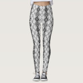 Wit & Grijs Sequins Geometrisch Patroon Leggings (Voorkant)