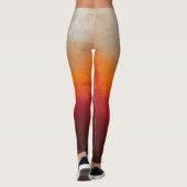 Wit Grijs Sinaasappel Rood rustiek ombre Leggings (Achterkant)