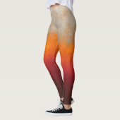 Wit Grijs Sinaasappel Rood rustiek ombre Leggings (Links)