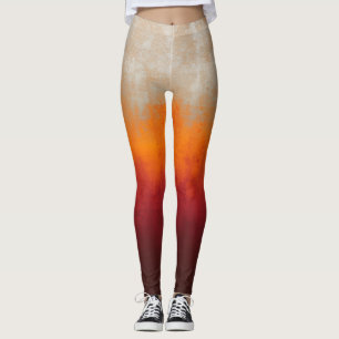 Wit Grijs Sinaasappel Rood rustiek ombre Leggings