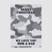 Wit Grijs Sneeuw Camouflage Vrolijk Kerstfeest Tissuepapier (Voorkant)