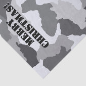 Wit Grijs Sneeuw Camouflage Vrolijk Kerstfeest Tissuepapier (Detail)