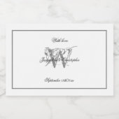 Wit & Grijs Stijlvolle Trouw Elegant Monogram Mini Likeurfles Etiket (Enkel label)