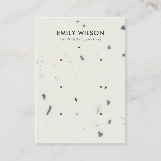 WIT GRIJS TERRAZZO 3 STUD OORBEL DISPLAY KAART VISITEKAARTJE (Voorkant)