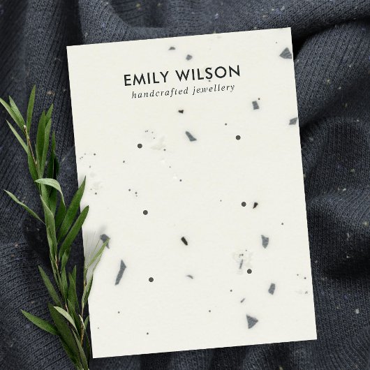 WIT GRIJS TERRAZZO 3 STUD OORBEL DISPLAY KAART VISITEKAARTJE