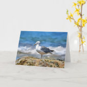 Wit Grijs Zee Vogel Ocean Art Note Kaart (Gele Bloem)