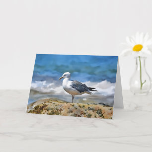 Wit Grijs Zee Vogel Ocean Art Note Kaart