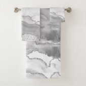 Wit Grijs Zilver Glitter Agate Elegant Bad Handdoek (Insitu)