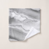 Wit Grijs Zilver Glitter Agate Elegant Bad Handdoek (Wasdoekje)