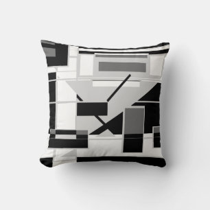 Wit Grijze Slate ZwartGeometrische Vormen Abstract Kussen