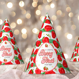 Wit Groen 1e Verjaardag Berry Eerste Aardbei Feesthoedjes