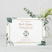 Wit Groen Bladeren Anemoon Bloemen Huwelijk Kaart (Staand voorkant)