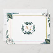 Wit Groen Bladeren Anemoon Bloemen Huwelijk Kaart (Achterkant)