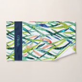 Wit Groen Blauw Bladeren Monogram Pickleball Handd Handdoek (Handdoek)