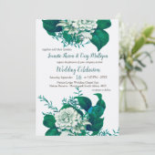 Wit / Groen / Blauw Bloemen op Cryspy Wit Kaart (Staand voorkant)