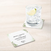 Wit Groen Bloemen Waterverf bruiloft Kartonnen Onderzetters (Insitu)