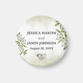 Wit Groen Bloemen Waterverf bruiloft Magneet (Voorkant)
