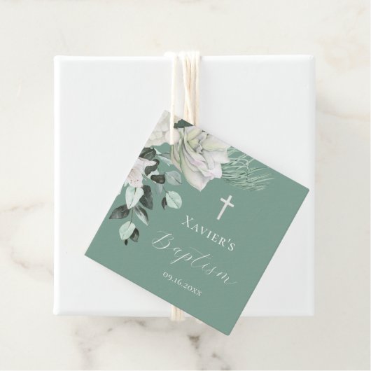 wit groen boeket Doop Bedankjes Labels (In situ)