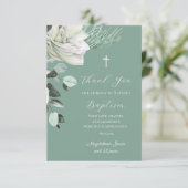 wit groen boeket Doop Bedankkaart (Staand voorkant)