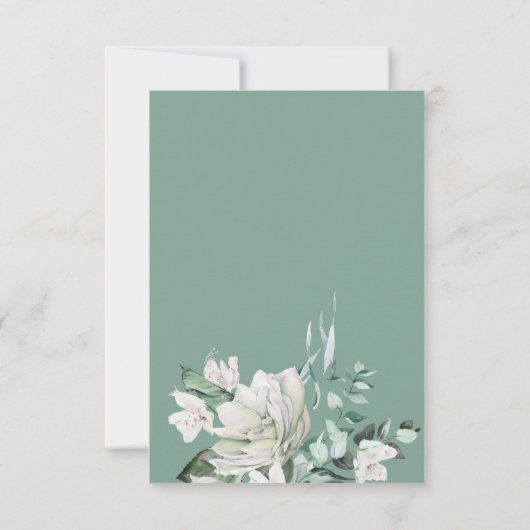 wit groen boeket Doop Bedankkaart (Achterkant)