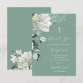 wit groen boeket Doop Bedankkaart (Voorkant / Achterkant)