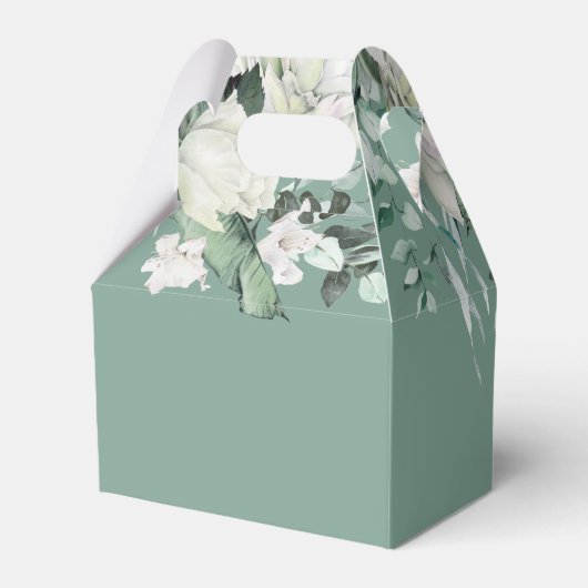 wit groen boeket Doop Favor Box Bedankdoosjes (Achterkant)