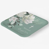 wit groen boeket Doop Papieren Bordje (Gebogen)