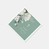 wit groen boeket Doop Servet (Hoek)