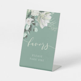 Wit groen boeket gunst sokkel teken reclamebord met voetstuk