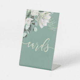 Wit groen boeket kaarten teken reclamebord met voetstuk